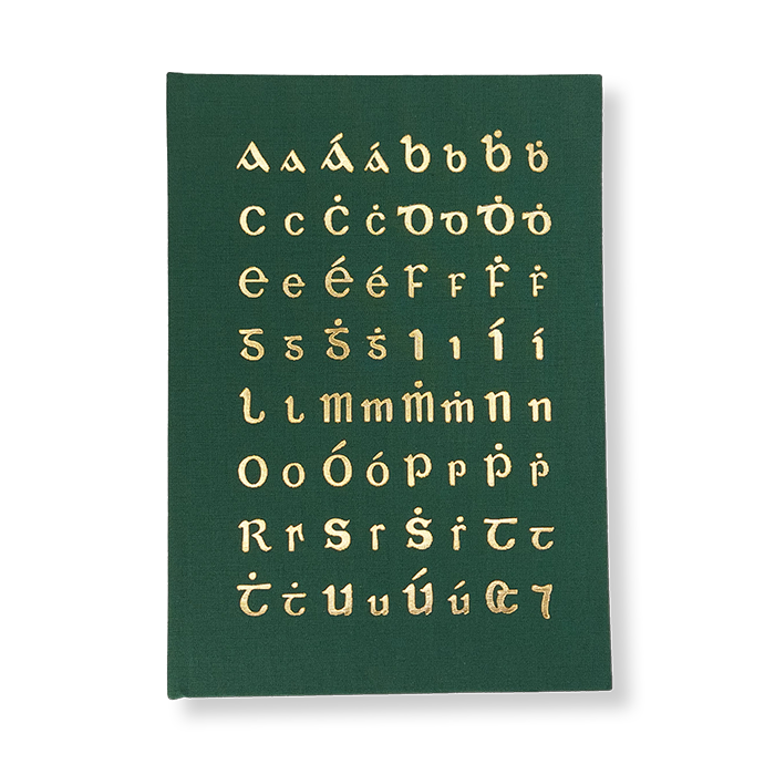 Handbound Gold foiled Cló Gaelach Notebook