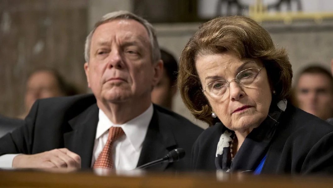 Senator Richard Durbin (D-Illinois) and Senator Nancy Feinstien (D-California) at U.S. Senate Judiciary Hearing for the confirmation of Professor Barrett.