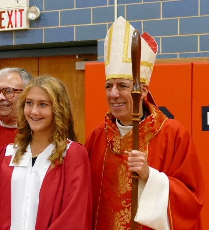 Bishop James Checchio of Metuchen at Confirmation Mass in New Jersey.