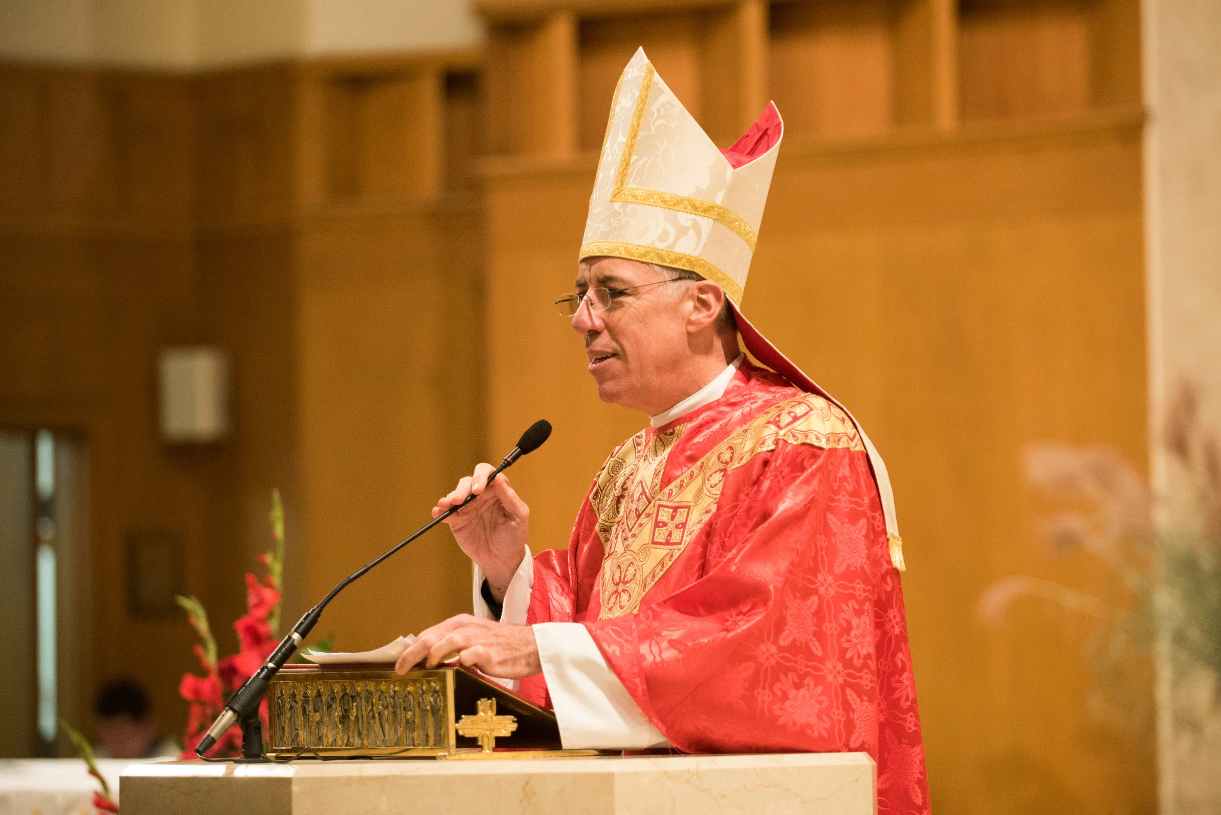 Bishop Checchio preaching at Confirmation Mass.