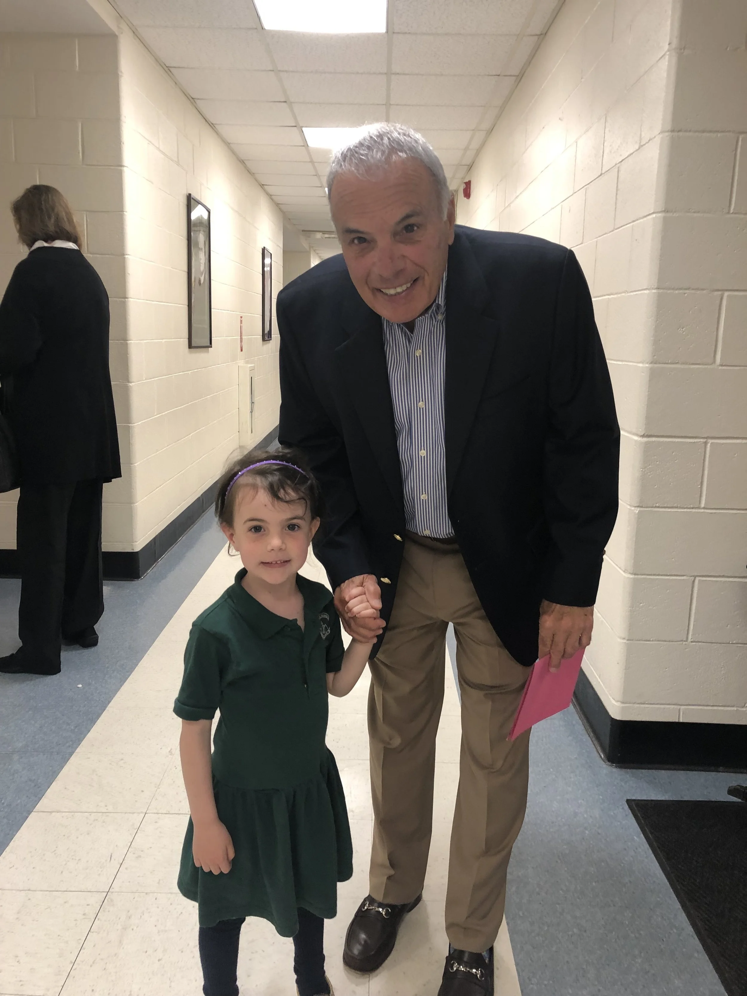 OLM School PreK Grader Susie Mita (Warwick) welcomed grandfather Nat Calamis to the Annual OLM School Grandparents Day celebration on Thursday, May 30.