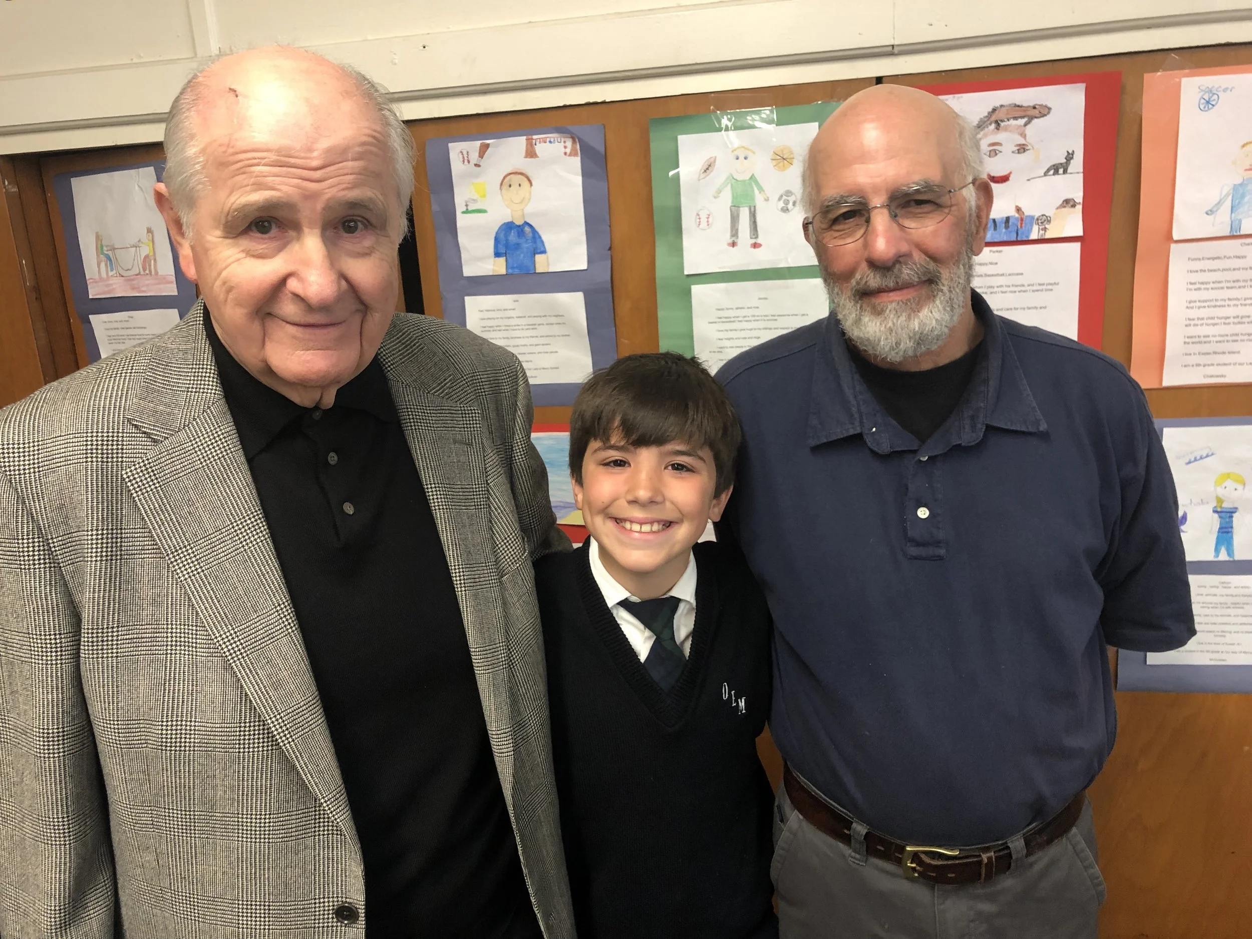 OLM School Fifth Grader Jeremiah Murphy (Warwick) welcomed grandfathers John Murphy and Rodney Sorrentino to the Fifth Annual OLM School Grandparents Day celebration on Thursday, May 30.
