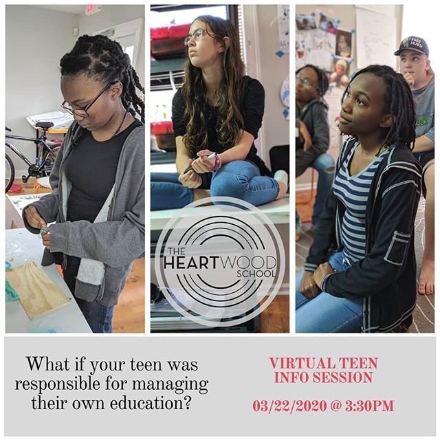 Due to recent global events, we've decided to have our teen info session be virtual.
Follow the links in our bio to RSVP and attend our online video call about what Self-Directed Education can look like for Heartwood students 12 and up.
.
Tune in Sun
