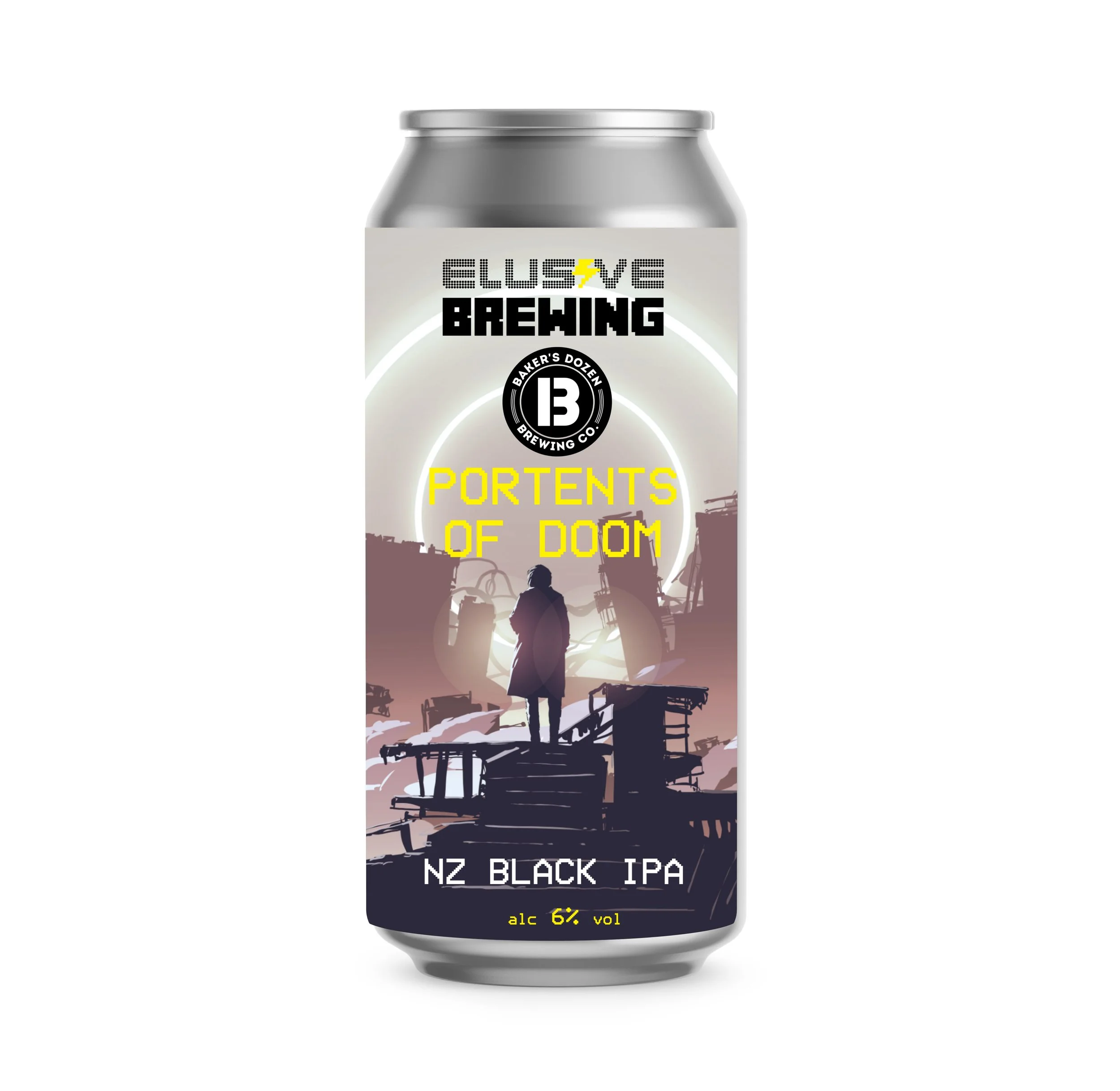Elusive Brewing - Portents of Doom 6% Black IPA 440ML (BBE MAY 2024) 