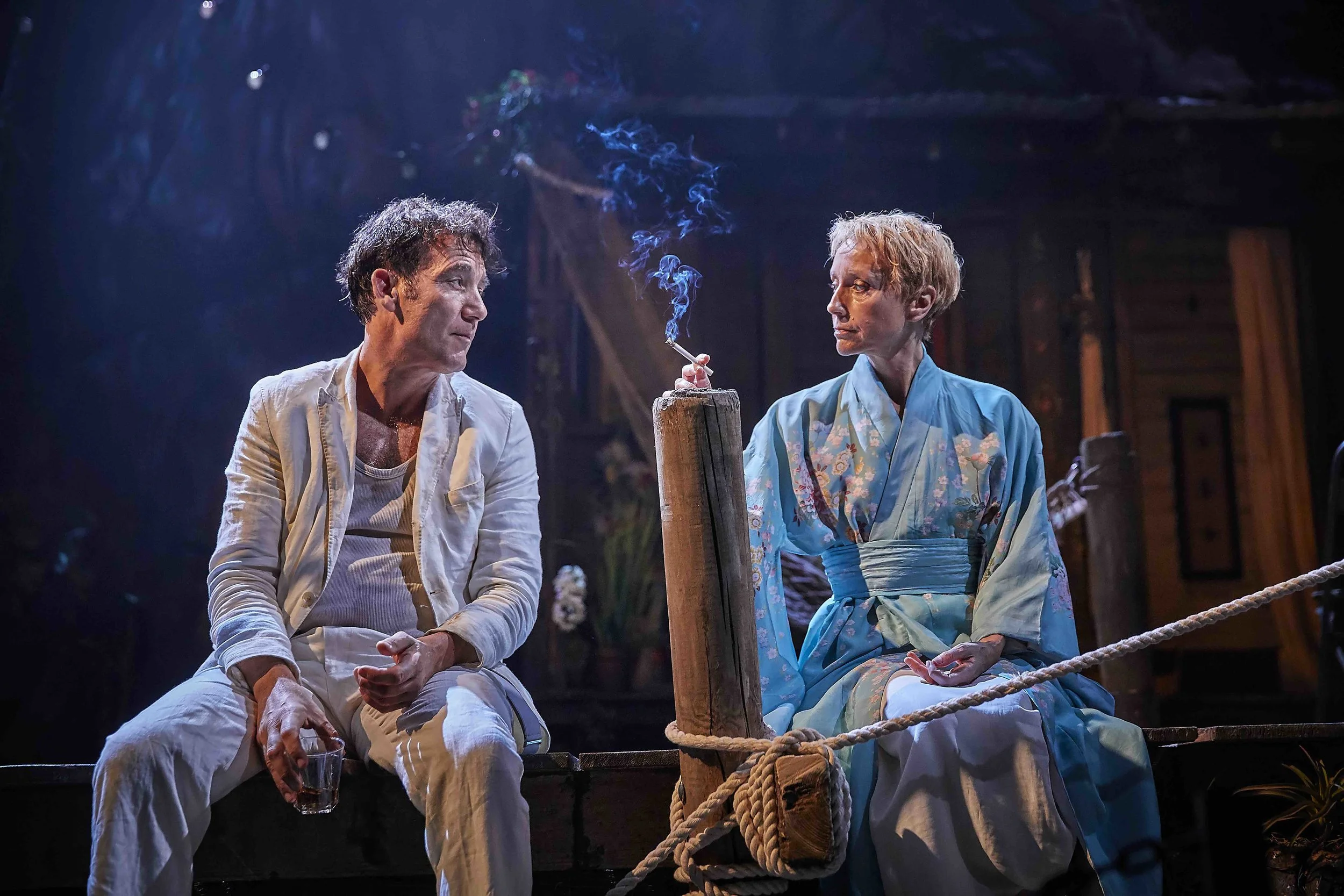 The Night of the Iguana by Tennessee Williams Noël Coward Theatre, 2019 Clive Owen and Lia Williams Directed by James MacDonald Design by Rae Smith Lighting Design by Neil Austin Photo © Brinkhoff/Mögenburg