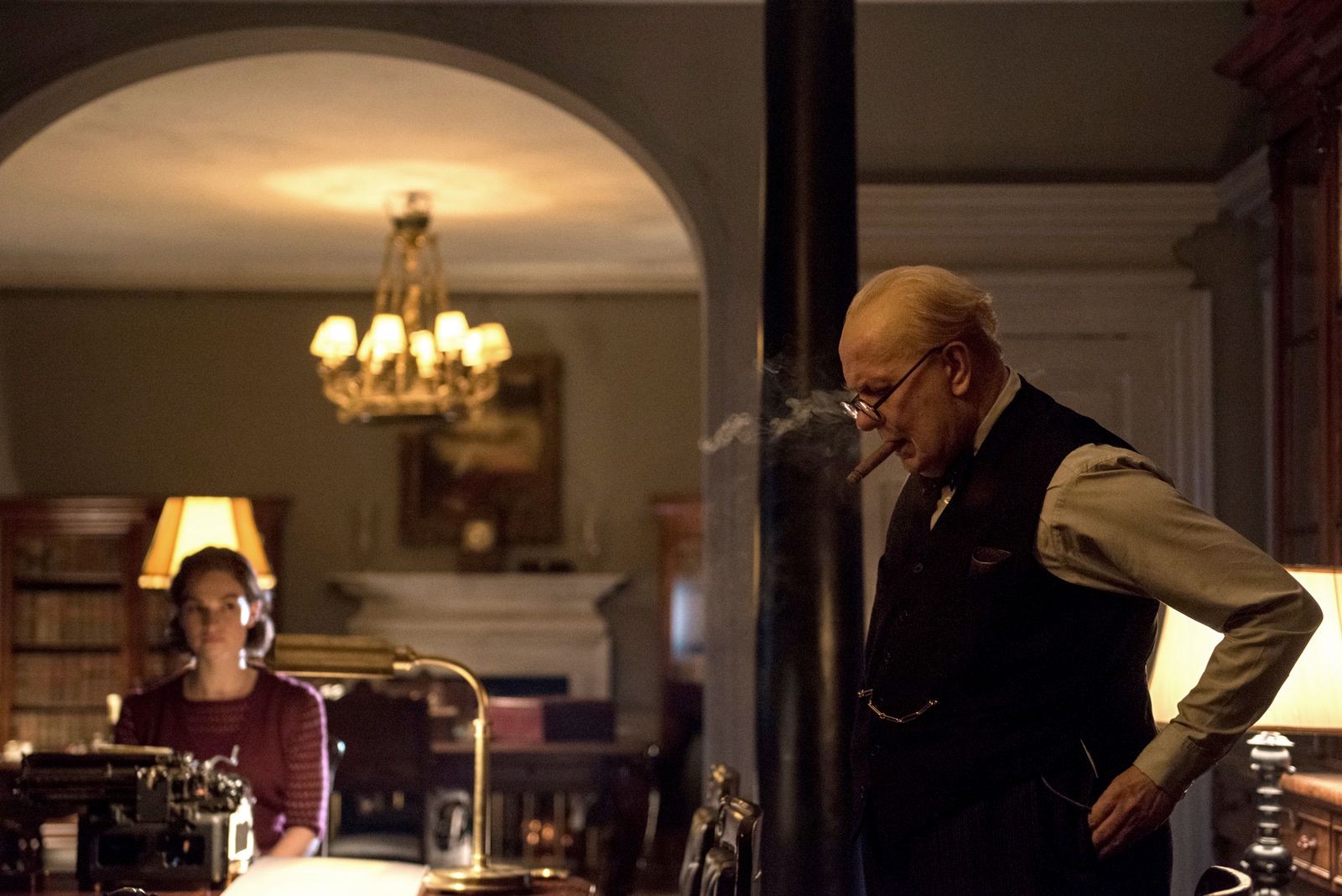 At left is Layton, at right is Churchill