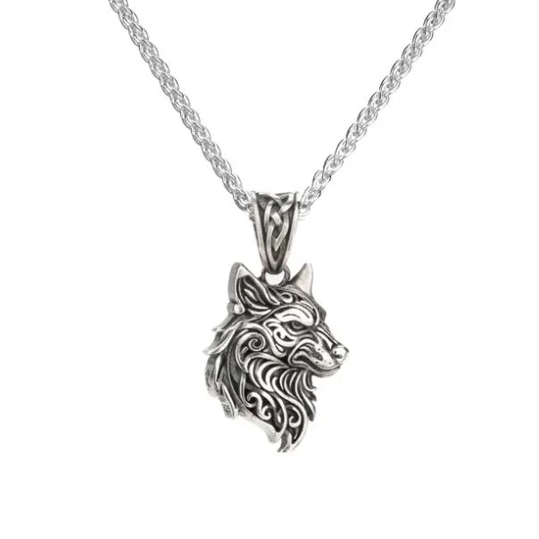 Celtic Wolf Pendant in Sterling Silver Heartline