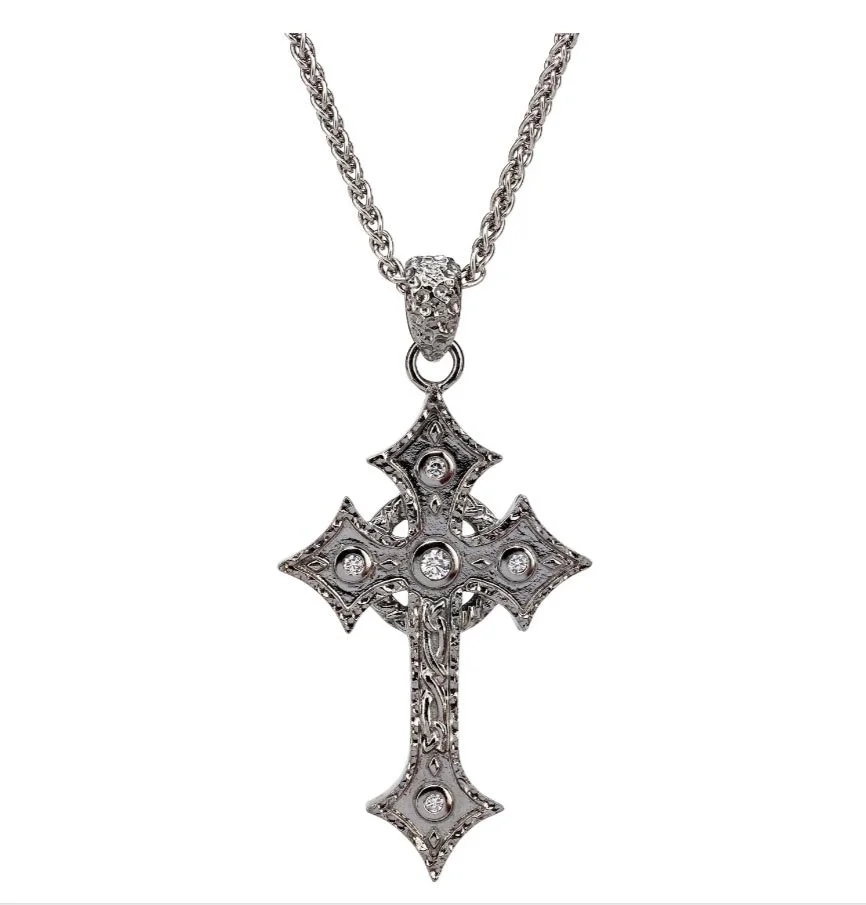 Sterling Silver Celtic Cross Pendant with CZs