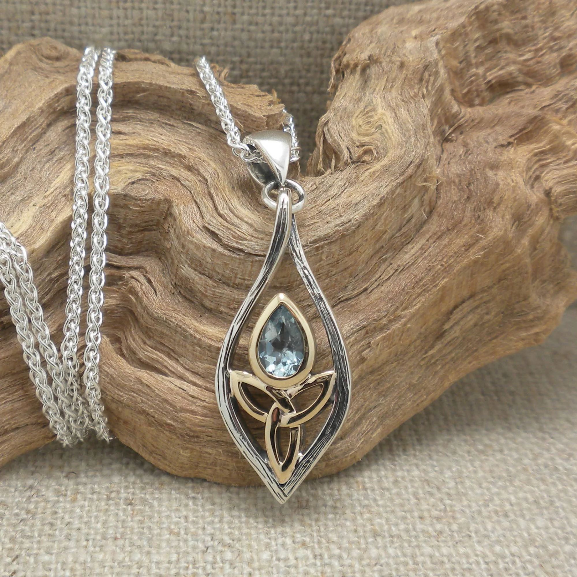 Small Guardian Angel with Blue Topaz and Trinity Knot