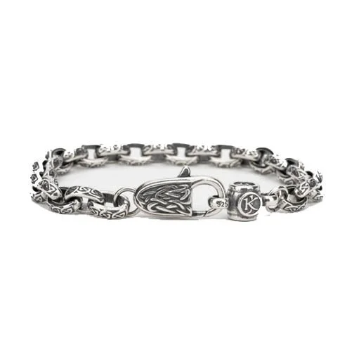 Oxidized Silver Knotwork Link Chain Bracelet