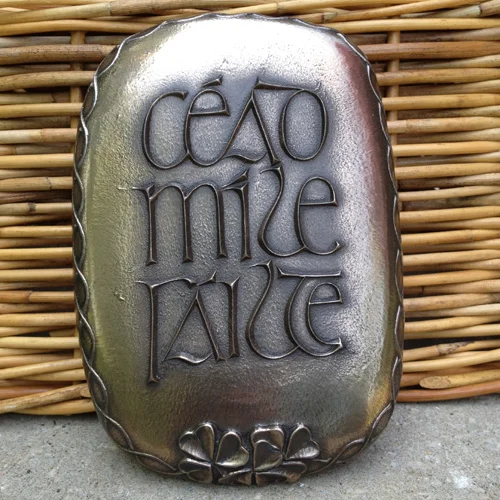 Cead Mile Failte with Shamrocks Bronze Wall Plaque
