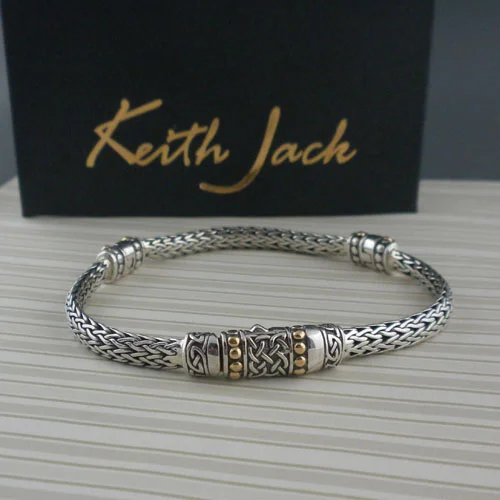 Celtic Hinged Dragon Bracelet with 18K Gold Accents