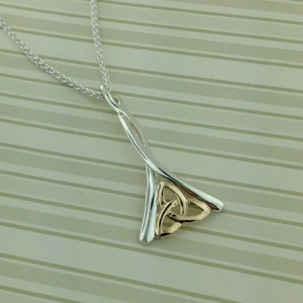 10K &amp; Silver Celtic Trinity Knot Pendant