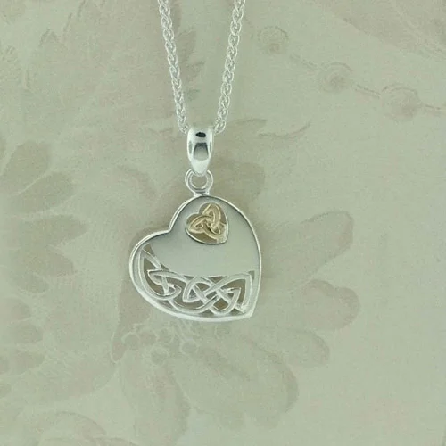 Celtic Heart Pendant with 10K Trinity Knot