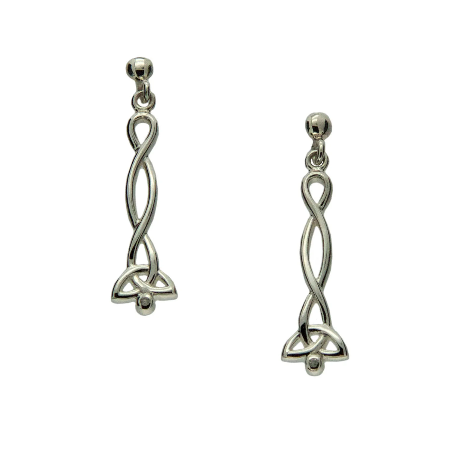 Celtic Trinity Knot Earrings with Diamond