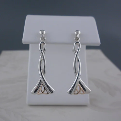 Sterling Silver &amp; 10K Trinity Knot Earrings
