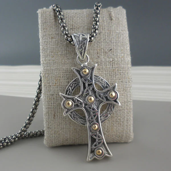 Sterling Silver Celtic Cross with 18K  Accents