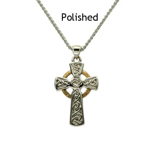 Sterling Silver & 10K Celtic Cross Polished
