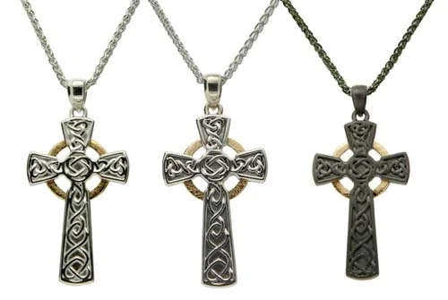 Large Sterling Silver &amp; 10K Celtic Cross
