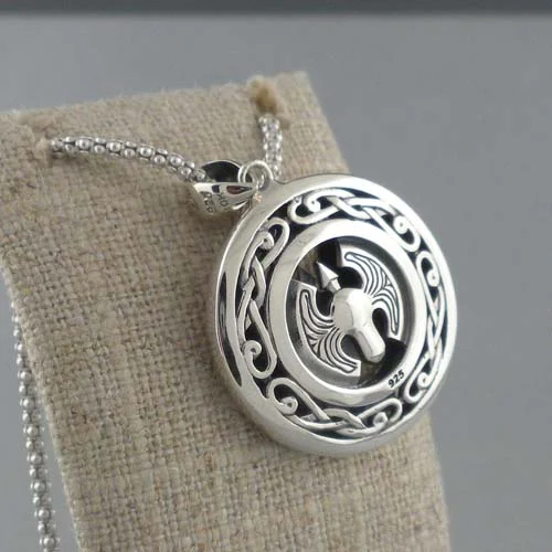 Sterling Silver Double Axe Strength Pendant Back