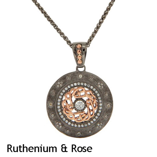 Sterling Silver & Gold Eternity Pendant with White Topaz - Rose