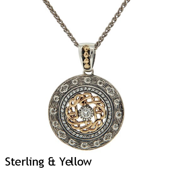 Sterling Silver & Gold Eternity Pendant with White Topaz - Yellow