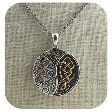 Celtic Knot Pendant with Spirals Yellow Gold
