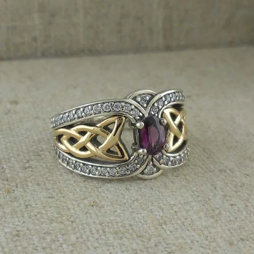 Celtic Knot Ring with Rhodolite