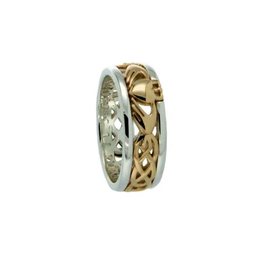 10K &amp; Sterling Silver Claddagh Wedding Ring