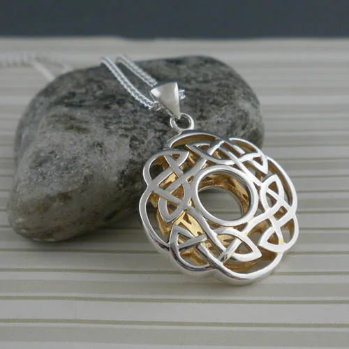 Scalloped Round Celtic Window to the Soul Pendant