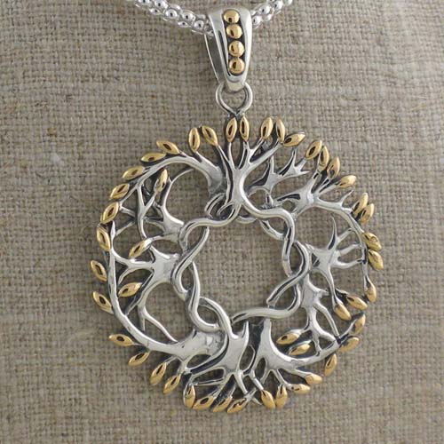 Celtic Tree of Life Pendant in 18K &amp; Sterling Silver