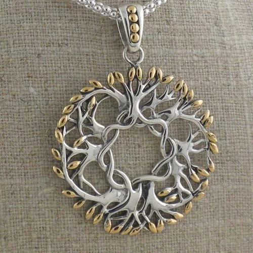 Celtic Tree of Life Pendant in 18K &amp; Sterling Silver (Copy)