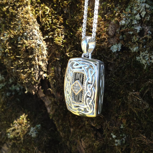 Rectangular Diamond Celtic Window to the Soul Pendant