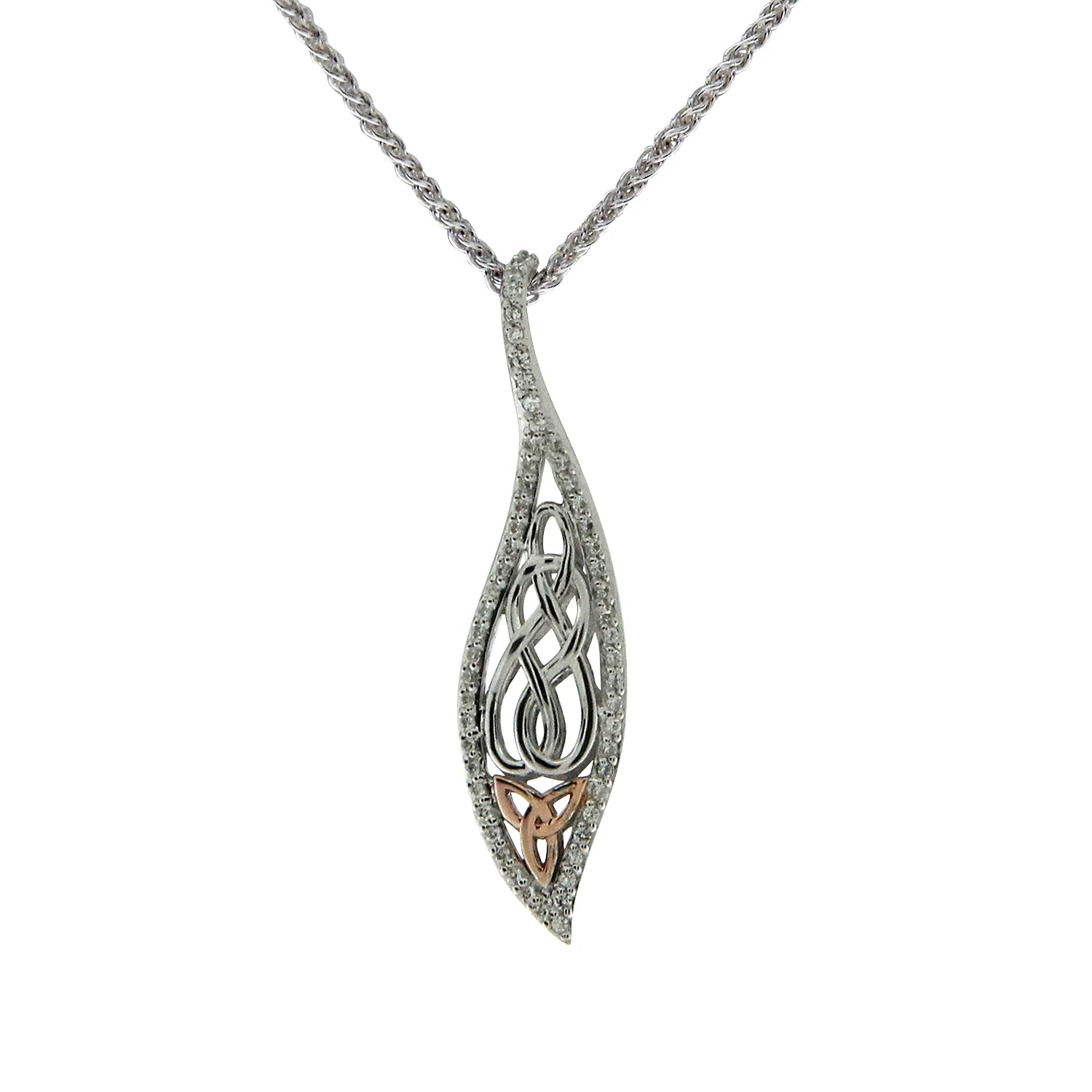 Sterling &amp; Rose Trinity Knot Pendant with CZs