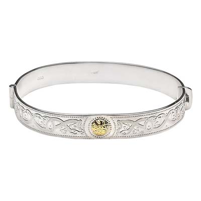 Celtic Warrior Shield Bangle with Gold Bead