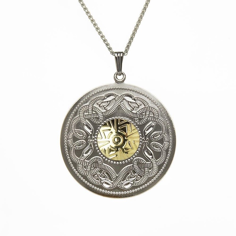 Extra Large Celtic Warrior Pendant with 18K Gold Bead