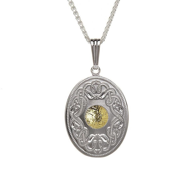 Oval Celtic Warrior Pendant with 18K Gold Bead