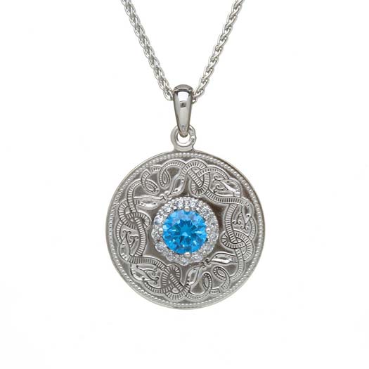 Medium Celtic Warrior Pendant with Swiss Blue CZ