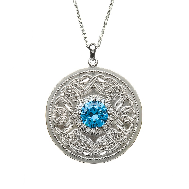 Extra Large Celtic Warrior Pendant with Swiss Blue CZ