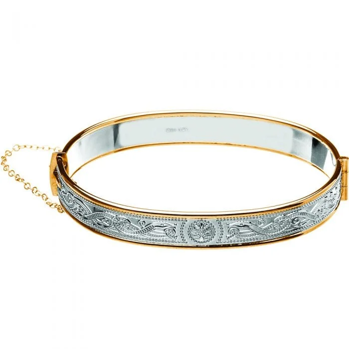 Celtic Warrior Shield Bangle Sterling Silver &amp; Rolled Gold