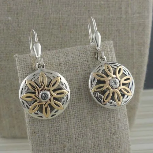 Sterling Silver & 10K Celtic Compass Earrings