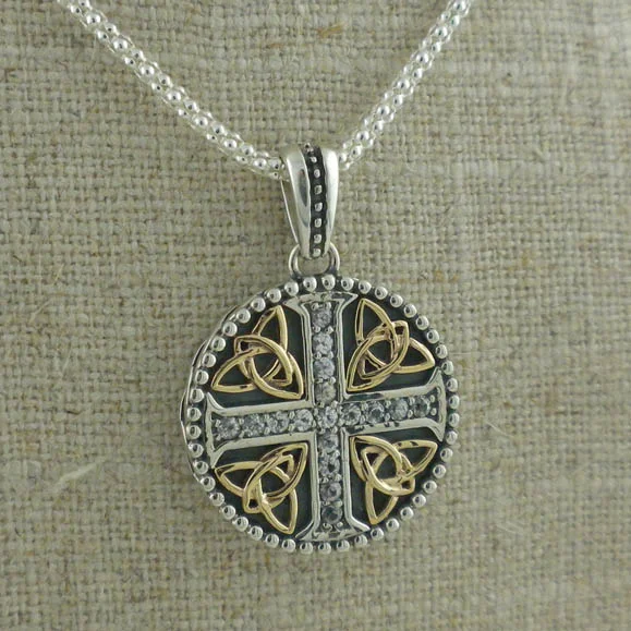 Trinity Knots & White Sapphire Cross