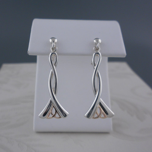 Sterling Silver &amp; 10K Trinity Knot Earrings