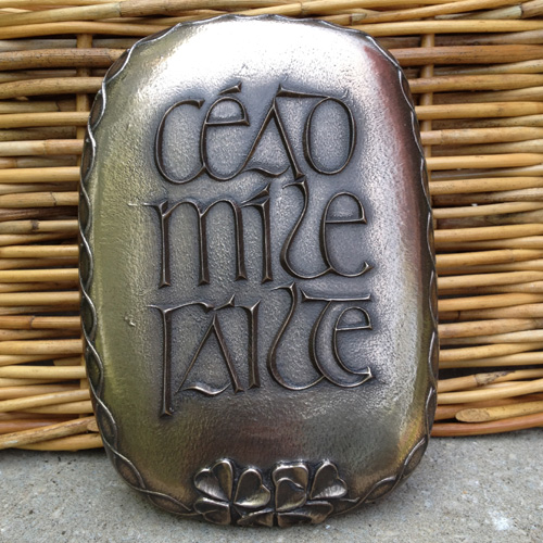 Cead Mile Failte with Shamrocks Bronze Wall Plaque