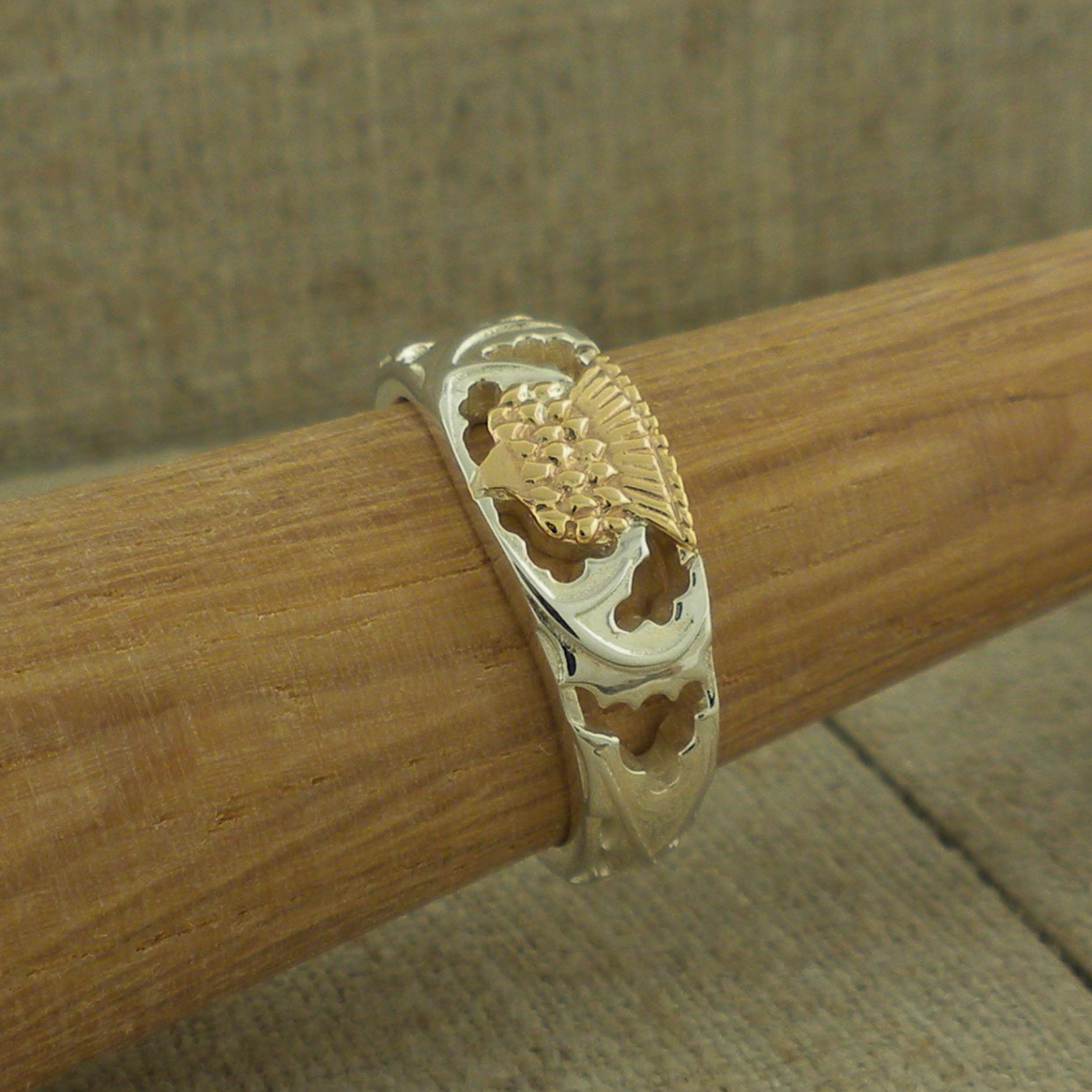 Sterling &amp; 10K Thistle Ring