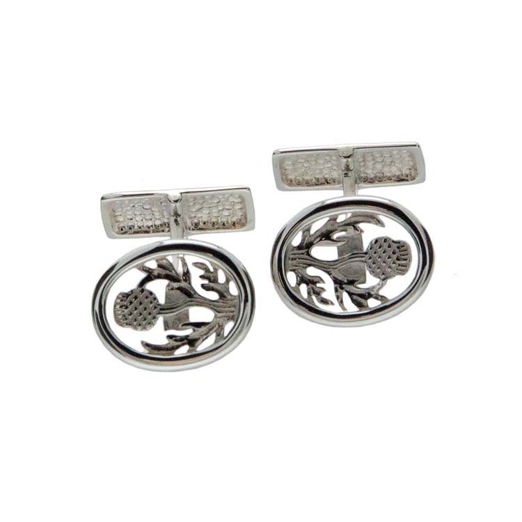 Sterling Silver Scottish Thistle Cuff Links