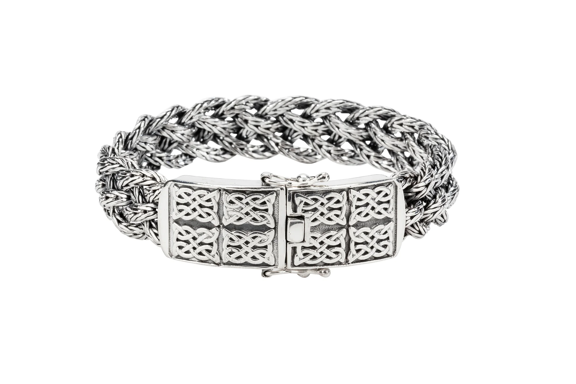 Wide Sterling Silver Norse Forge Celtic Bracelet