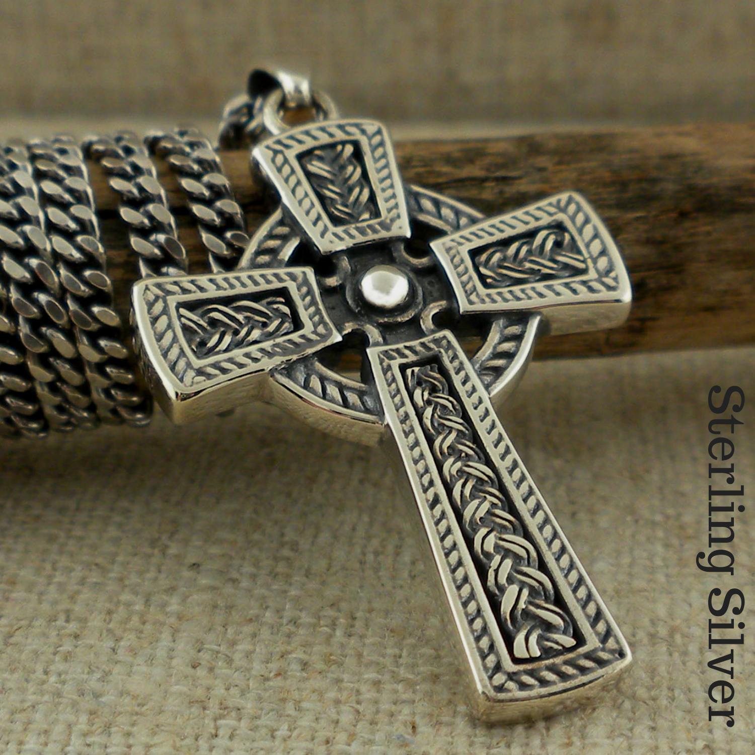 Sterling Silver Heavy Celtic Cross by Solvar