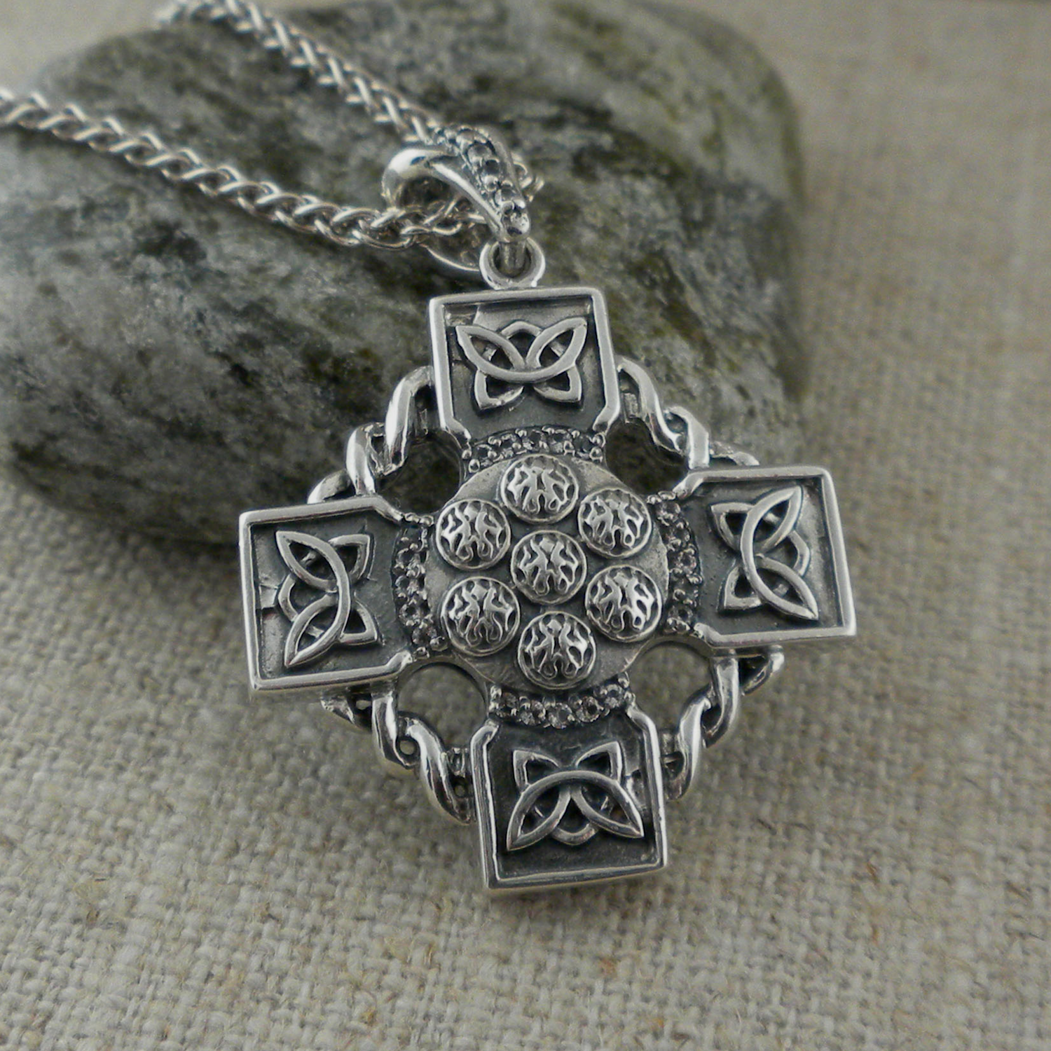 Oxidized Celtic Wheel Cross by Keith Jack