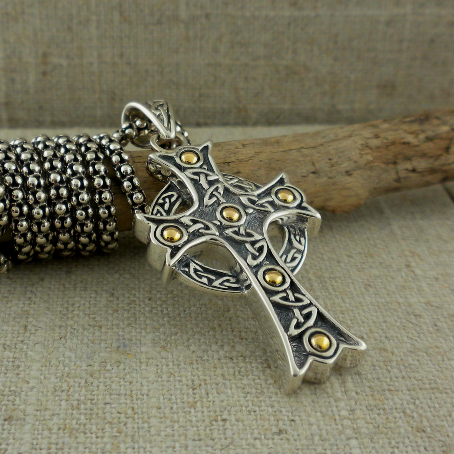 Sterling Silver Celtic Cross with 18K Accents